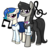 Size: 2155x2080 | Tagged: safe, artist:moonatik, dj pon-3, octavia melody, vinyl scratch, earth pony, pony, unicorn, g4, alternate hairstyle, annoyed, bowtie, clothes, cutie mark, female, hair bun, high res, looking at you, lost bet, mare, music notes, pants, shirt, simple background, skirt, transparent background, vinyl class, waistcoat