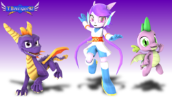 Size: 1920x1080 | Tagged: safe, artist:tbwinger92, spike, dragon, g4, 3d, crossover, freedom planet, sash lilac, source filmmaker, spyro the dragon, spyro the dragon (series), winged spike, wings