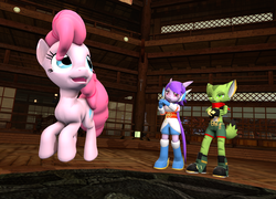Size: 1500x1080 | Tagged: safe, artist:tbwinger92, pinkie pie, pony, g4, 3d, carol tea, crossover, freedom planet, sash lilac, source filmmaker