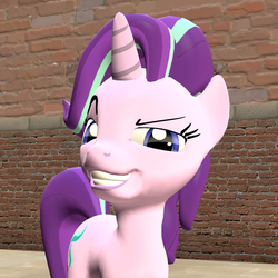 Size: 1080x1080 | Tagged: safe, artist:tbwinger92, starlight glimmer, pony, g4, 3d, female, gmod, grin, smiling, smug, smuglight glimmer, solo