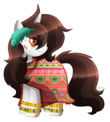 Size: 837x931 | Tagged: safe, artist:sugaryicecreammlp, oc, oc only, oc:feathery night, pony, unicorn, clothes, female, mare, solo, unmoving plaid