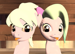 Size: 1500x1080 | Tagged: safe, artist:tbwinger92, cloudchaser, flitter, pony, g4, 3d, duo, duo female, female, gmod, sisters, tongue out