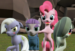 Size: 1600x1080 | Tagged: safe, artist:tbwinger92, limestone pie, marble pie, maud pie, pinkie pie, earth pony, pony, g4, 3d, gmod, pie sisters, siblings, sisters