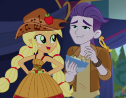 Size: 924x720 | Tagged: safe, artist:themexicanpunisher, edit, edited screencap, screencap, applejack, dirk thistleweed, accountibilibuddies, equestria girls, equestria girls series, friendship through the ages, g4, spoiler:choose your own ending (season 2), spoiler:eqg series (season 2), accountibilibuddies: rainbow dash, appledirk, cute, female, jackabetes, male, shipping, sleeveless, straight