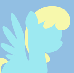 Size: 2000x1975 | Tagged: safe, artist:jhayarr23, sassaflash, pegasus, pony, g4, background pony, blue background, commission, female, lineless, mare, minimalist, modern art, simple background, solo, spread wings, wings