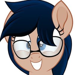 Size: 400x400 | Tagged: safe, artist:jhayarr23, oc, oc only, oc:crescend cinnamon, earth pony, pony, bust, earth pony oc, female, glasses, grin, mare, smiling, solo