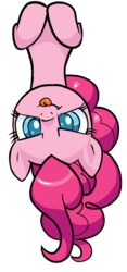 Size: 432x923 | Tagged: safe, artist:pencils, pinkie pie, earth pony, pony, :p, breaking the fourth wall, colored pupils, cute, diapinkes, female, in which pinkie pie forgets how to gravity, mare, pinkie being pinkie, pinkie physics, simple background, solo, tongue out, transparent background, upside down