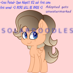 Size: 3000x3000 | Tagged: safe, artist:solardoodles, oc, oc only, pegasus, pony, adoptable, female, freckles, gradient mane, high res, mare, simple background, smiling, solo, standing
