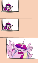 Size: 774x1253 | Tagged: safe, artist:jargon scott, edit, princess cadance, pony, g4, angry, comic, crying, female, happy, solo, template, window