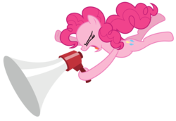 Size: 13524x9290 | Tagged: safe, artist:estories, pinkie pie, earth pony, pony, g4, absurd resolution, female, megaphone, simple background, solo, transparent background, vector