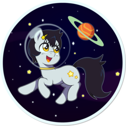 Size: 1998x2000 | Tagged: safe, artist:doctor-g, seven seas, star dancer, earth pony, pony, g4, my little pony: the manga, female, hairpin, mare, planet, planetary ring, saturn, solo, space, space pony, stars, wingding eyes
