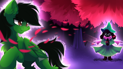 Size: 3840x2160 | Tagged: safe, artist:airiniblock, oc, pegasus, pony, rcf community, chest fluff, clothes, commission, crossover, cutie mark, deltarune, fluffy boi, high res, male, ponified, ralsei, video game crossover