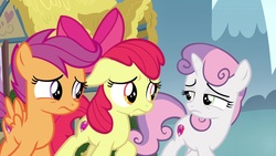 Size: 1920x1080 | Tagged: safe, screencap, apple bloom, scootaloo, sweetie belle, pony, g4, growing up is hard to do, cutie mark crusaders