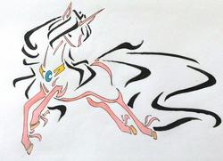 Size: 1024x740 | Tagged: safe, artist:oneiria-fylakas, oc, oc only, oc:ibath, pony, unicorn, female, mare, minimalist, modern art, solo, tattoo design, traditional art