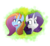 Size: 936x854 | Tagged: safe, artist:snowolive, rarity, sassy saddles, pony, unicorn, g4, abstract background, bust, female, lesbian, mare, open mouth, rarisaddles, smiling