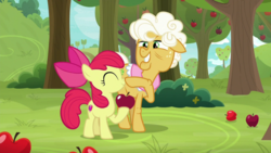 Size: 1920x1080 | Tagged: safe, screencap, apple bloom, goldie delicious, g4, apple, apple tree, boop, food, tree
