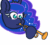 Size: 250x227 | Tagged: safe, artist:threetwotwo32232, princess luna, alicorn, pony, g4, animated, colored eyelashes, doot, ear fluff, female, gif, mare, meme, musical instrument, skull trumpet, solo, trumpet