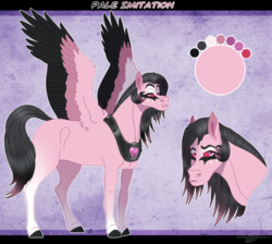 Size: 1178x1056 | Tagged: safe, artist:bijutsuyoukai, oc, oc only, oc:pale imitation, pegasus, pony, female, magical lesbian spawn, mare, offspring, parent:princess cadance, parent:queen parabola, reference sheet, solo