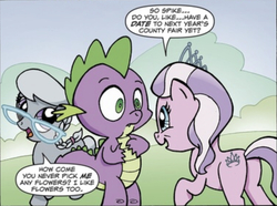 Size: 939x699 | Tagged: safe, artist:billforster, diamond tiara, silver spoon, spike, dragon, earth pony, pony, g4, butt, comic, cropped, female, filly, glasses, jewelry, male, necklace, pearl necklace, plot, ship:silverspike, ship:spiketiara, shipping, silverspiketiara, spike gets all the fillies, spike gets all the mares, straight, tiara