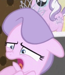 Size: 373x431 | Tagged: safe, screencap, diamond tiara, earth pony, pony, g4, ponyville confidential, cropped, cute, diamondbetes, disgusted, do not want, faic, female, filly, floppy ears, gabby gums, jewelry, reaction image, solo, tiara
