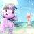 Size: 1900x1900 | Tagged: safe, artist:phoenixrk49, pinkie pie, twilight sparkle, bird, earth pony, pony, seagull, unicorn, g4, beach, beach ball, belly button, bikini, bikini bottom, bipedal, clothes, duo, lens flare, open mouth, playing, standing in water, swimsuit, unicorn twilight, water