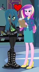 Size: 3297x6024 | Tagged: safe, artist:3d4d, princess cadance, queen chrysalis, equestria girls, g4, crystal prep academy, equestria girls-ified, female, infidelity, lesbian, ship:cadalis, shipping, shipping domino, younger