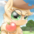 Size: 1900x1900 | Tagged: safe, artist:phoenixrk49, applejack, earth pony, pony, g4, apple, chest fluff, cute, eye clipping through hair, food, frog (hoof), hat, hoof hold, jackabetes, solo, underhoof