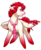 Size: 1219x1486 | Tagged: safe, artist:heartlessspade, oc, oc only, oc:bloodshot, pegasus, pony, accessory, bloodshot eyes, chibi, clothes, crying, full body, looking away, looking back, male, markings, messy hair, messy mane, necktie, open mouth, red, red hair, red mane, simple background, solo, stallion, transparent background, two toned wings, wings