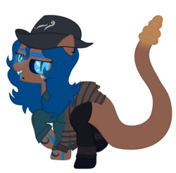 Size: 1548x1517 | Tagged: safe, artist:klewgcg, artist:rukemon, oc, oc only, oc:sidewinder, original species, pony, snake pony, bandage, base used, bedroom eyes, black sclera, boots, clothes, colored sclera, commission, ear piercing, earring, fangs, fedora, female, hat, jeans, jewelry, mare, open mouth, pants, piercing, raised hoof, raised leg, shirt, shoes, simple background, slit pupils, snake bites, snake eyes, snake tail, solo, sweater, tattoo, transparent background