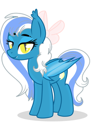 Size: 3583x4961 | Tagged: safe, artist:riofluttershy, oc, oc only, oc:fleurbelle, bat pony, pony, adorabelle, adorasexy, bat pony oc, bow, cute, fangs, female, full body, hair bow, looking at you, mare, ocbetes, sexy, simple background, solo, species swap, white background, yellow eyes