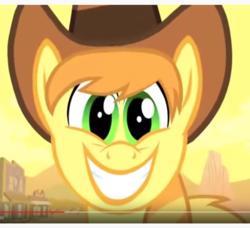 Size: 1650x1502 | Tagged: safe, screencap, braeburn, earth pony, pony, g4, over a barrel, cropped, male, smiling, solo, stallion, youtube