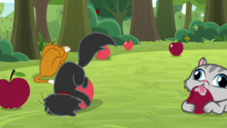 Size: 1920x1080 | Tagged: safe, screencap, cat, g4, going to seed, apple, apple tree, food, licking, tongue out, tree