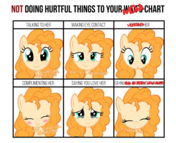 Size: 2400x1950 | Tagged: safe, artist:mrkat7214, pear butter, earth pony, pony, blushing, crying, cute, dialogue, doing loving things, female, implied apple bloom, implied applejack, implied big macintosh, implied hug, mare, meme, mother, not doing hurtful things to your waifu, pearabetes, petting, solo, sugarcube, tears of joy, vector, wholesome