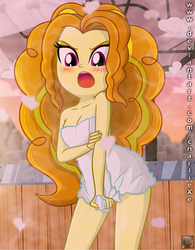Size: 651x833 | Tagged: safe, artist:charliexe, adagio dazzle, equestria girls, g4, adoragio, adorasexy, bare shoulders, blushing, breasts, busty adagio dazzle, cleavage, cute, embarrassed, female, hot springs, looking at you, looking down at you, naked towel, open mouth, sauna, sexy, solo, stupid sexy adagio dazzle, towel, tsundagio