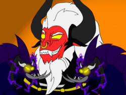 Size: 1024x768 | Tagged: safe, artist:kahnac, lord tirek, oc, oc only, oc:tiracian, g4, season 9, alternate universe, fanfic, grin, poster, smiling, solo