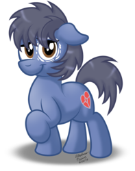 Size: 794x1006 | Tagged: safe, artist:aleximusprime, oc, oc only, oc:clutterstep, earth pony, pony, comic:a princess' tears, bashful, birth mark, looking at you, male, messy mane, oc october, shy, solo, stallion