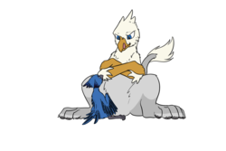 Size: 1851x1234 | Tagged: safe, artist:theandymac, color edit, edit, oc, oc only, oc:aevery, oc:der, avian, griffon, colored, crossed arms, duo, micro, sitting, sketch, tongue out