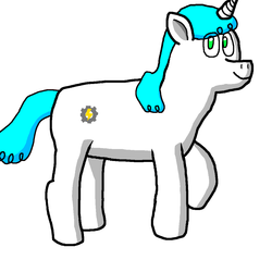 Size: 1093x1093 | Tagged: safe, artist:algebroot, oc, oc:neon gears, pony, robot, robot pony, unicorn, 1000 hours in ms paint, looking at you, raised hoof, simple background, white background