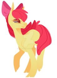 Size: 1280x1761 | Tagged: safe, artist:ryrxian, apple bloom, earth pony, pony, g4, adult, bow, cloven hooves, deviantart watermark, female, lineless, obtrusive watermark, simple background, solo, transparent background, watermark