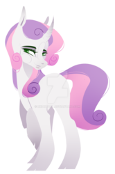 Size: 1280x1928 | Tagged: safe, artist:ryrxian, sweetie belle, pony, unicorn, g4, adult, curved horn, deviantart watermark, female, green eyes, horn, obtrusive watermark, simple background, solo, transparent background, watermark