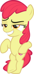 Size: 1717x3628 | Tagged: safe, artist:mandash1996, edit, editor:slayerbvc, vector edit, apple bloom, earth pony, pony, g4, the big mac question, accessory-less edit, belly, bipedal, bipedal leaning, cool, crossed hooves, cutie mark, faic, female, filly, high res, leaning, lidded eyes, missing accessory, raised eyebrow, simple background, smiling, smirk, solo, the cmc's cutie marks, transparent background, underhoof, vector