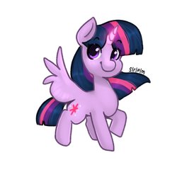 Size: 768x768 | Tagged: safe, artist:siripim111, twilight sparkle, alicorn, pony, g4, cute, cutie mark, female, glowing horn, horn, looking at you, simple background, smiling, solo, twiabetes, twilight sparkle (alicorn), white background