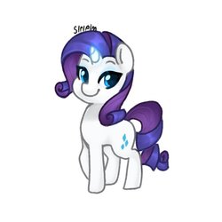 Size: 768x768 | Tagged: safe, artist:siripim111, rarity, pony, unicorn, g4, cute, cutie mark, female, glowing horn, horn, looking at you, raribetes, simple background, smiling, solo, white background