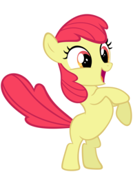 Size: 6000x7763 | Tagged: safe, artist:kingharald, edit, editor:slayerbvc, vector edit, apple bloom, earth pony, pony, g4, the cutie pox, absurd resolution, accessory-less edit, belly, bipedal, female, filly, happy, missing accessory, rearing, simple background, solo, transparent background, vector