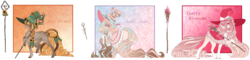 Size: 5262x1262 | Tagged: safe, artist:luuny-luna, oc, oc only, oc:cherry blossoms, oc:lady rose, oc:sunny flower, earth pony, pony, female, hat, mare, staff, witch hat