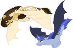 Size: 2288x1497 | Tagged: safe, artist:mythpony, oc, oc only, oc:aeon of dreams, oc:samba, bat pony, pony, bat ponified, flying, horns, male, race swap, simple background, stallion, transparent background