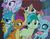 Size: 1384x1080 | Tagged: safe, screencap, gallus, ocellus, sandbar, silverstream, smolder, yona, changedling, changeling, dragon, griffon, hippogriff, pony, yak, g4, school raze, discovery family, discovery family logo, female, male, mare, stallion