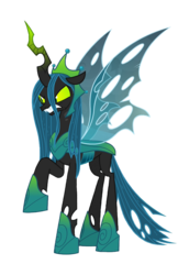 Size: 700x1080 | Tagged: safe, artist:neondash, queen chrysalis, changeling, changeling queen, g4, the ending of the end, angry, female, raised hoof, simple background, smiling, solo, transparent background, ultimate chrysalis, vector