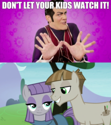 Size: 1280x1440 | Tagged: safe, edit, edited screencap, screencap, maud pie, mudbriar, earth pony, pony, g4, the maud couple, don't let your kids watch it, female, lazytown, male, meme, robbie rotten, ship:maudbriar, shipping, stefan karl stefansson, straight
