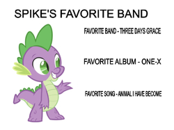 Size: 750x561 | Tagged: safe, artist:amanda lazier, edit, editor:undeadponysoldier, spike, dragon, series:spike's favorite things, g4, animal i have become, faves, male, one-x, simple background, solo, three days grace, white background